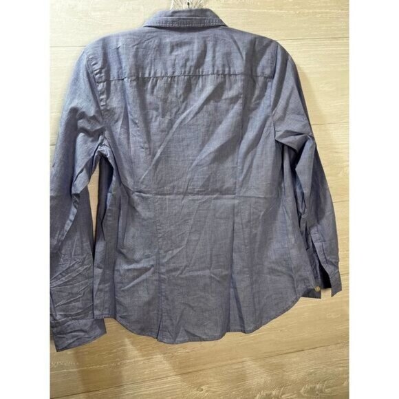 Ann Taylor Loft Womens‎ Chambray Button Down Shirt Pleated Front Blue Size XSP - Picture 3 of 6